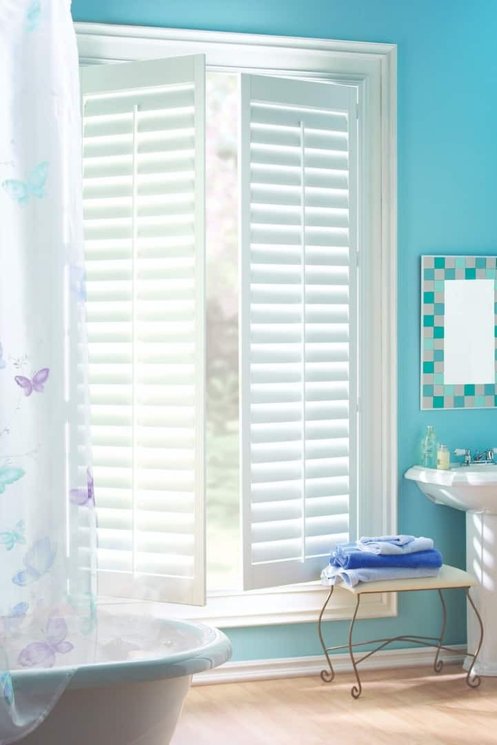 Bathroom Window Treatments for Homes near Tulsa, Oklahoma (OK) including Custom Motorized Window Shutters