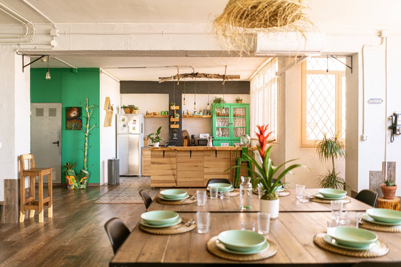 A boho chic interior with light eclectic accents at Blind Ambitions near Tulsa, OK